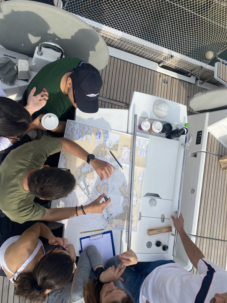 Everyone Has a Role One of the strengths of sailing is that everyone can participate. Some participants may take the helm. Others manage sails, navigation or communication. Different responsibilities. One crew. One objective.
